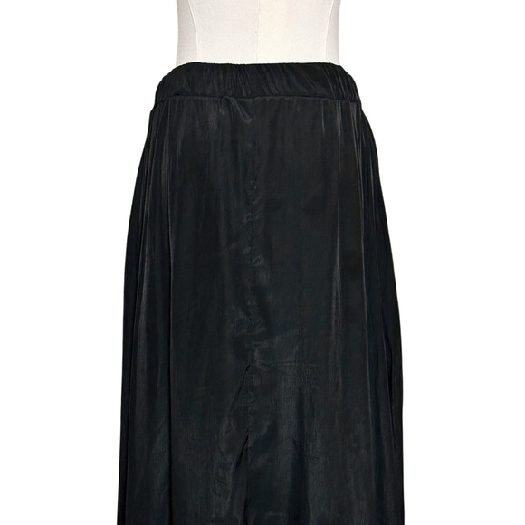 Planet by Lauren G Black Washable Silk Bubble Maxi Asymmetrical Skirt Size Large - Picture 5 of 8